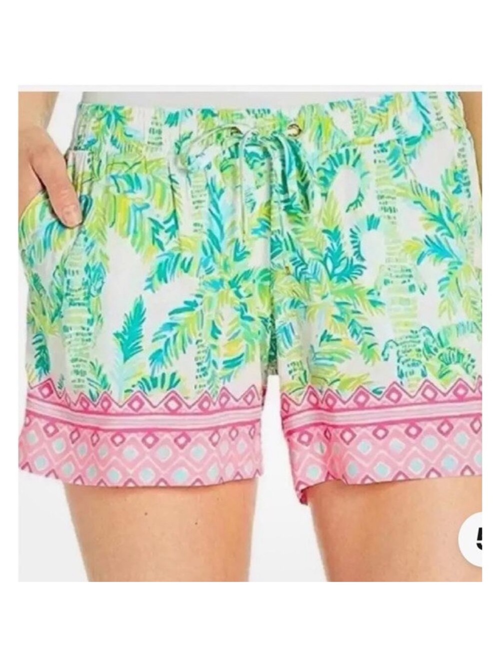 Lilly Pulitzer Tropical Print Drawstring Katia Shorts in Keep Palm Print
